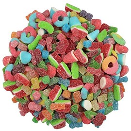 American Best Food, Assorted Sour Mix Gummy Candy Bulk, Sour Kids, Assorted Cubes, Watermelon Slices, Sour Gummy Bears, Sour Twin Cherries, Sour Gummy Pufflettes & Gummy Neon Rings (5 lb)