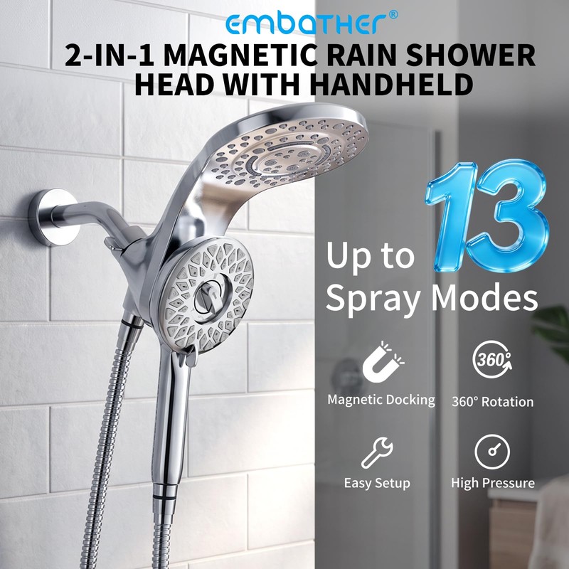 EMBATHER Shower Heads With Handheld Spray Combo High Pressure 2