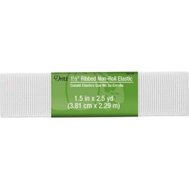 Dritz 1-1/2" Ribbed Non-Roll Elastic, 2-Yards Long, White