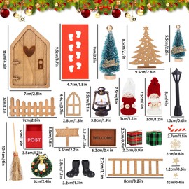 AQXONG 33-Piece Christmas Elf Door Set, DIY Miniature Christmas Set, Christmas Gnome Door Decoration, Christmas Elf Door Decoration, Christmas Joke Elf Set, Christmas Prank Elf Door