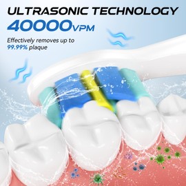 YUNCHI Electric Toothbrush for Adults & Kids, Sonic Electric Toothbrush, Rechargeable Battery Toothbrushs-8 Brush Heads,5 Modes & 2 Minutes Smart Timer,Waterproof,330 Days Battery Toothbrush, Purple