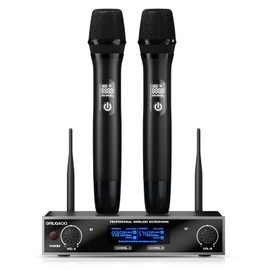 GPBJQAOO Wireless Microphone System, UHF Professional Metal Dynamic Handheld Wireless Microphone, Karaoke Microphone, Suitable for Home KTV, conferences, speeches, Churches, DJs, Weddings, 200 feet