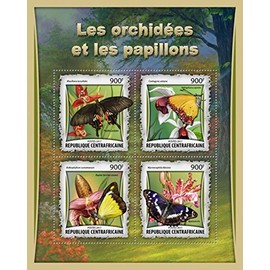 Central Africa - 2017 Orchids & Butterflies - 4 Stamp Sheet - CA17009a
