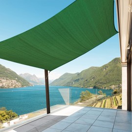 Amagenix 14' X 23' Sun Shade, 95% UV Protection Fade Tear Resistant Rectangle Sunshade Canopy, Curved Edges Blocks Sunlight, Breathable Sail, Outdoor Patio, Lawn Garden,Dark Green