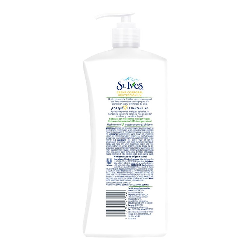 Crema Corporal ST.IVES Protección UV 532 ml