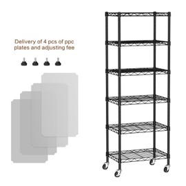 Golpart Small 6 Tier Shelves Storage Wire Shelving Unit Metal Shelf Adjustable Organizers Storage Shelving with Wheels for Bathroom Laundry Room Kitchen Pantry12”D x 18”W x 61.6”H Black