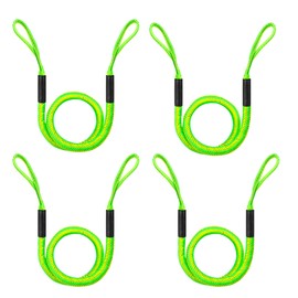 Bungee Dock Lines for Boat Shock Absorb Dock Tie Mooring Rope Boat Accessories 4-5.5 ft,4Pack (Green&Yellow)