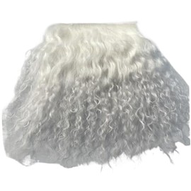 Doll Hair Wefts 4x4 Inch Curly White Doll Hair Natural Realistic Wig DIY-Friendly Wool Craft for Making, Figurine, Art Craft for Crafts