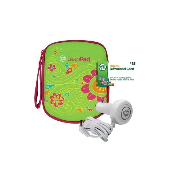 Leapfrog Leappad Accessories On-The-go Bundle. Flower Carrying Case, Car Adapter & $15 Digital Download Card