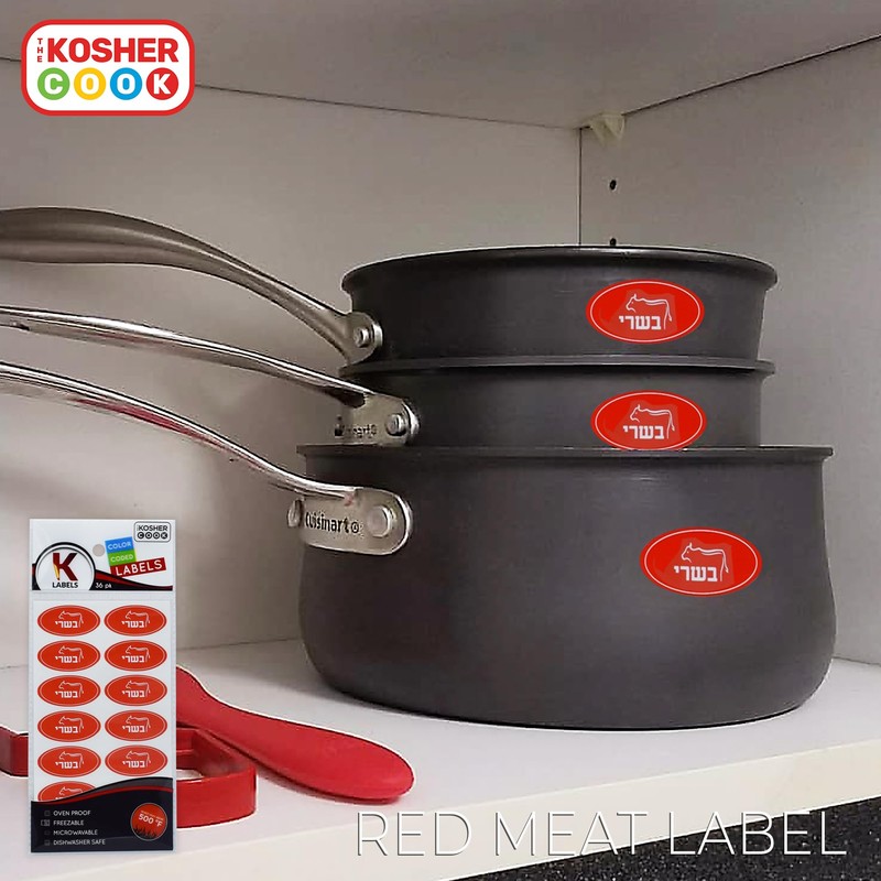 18 Meat Red Kosher Labels – Oven Proof up to