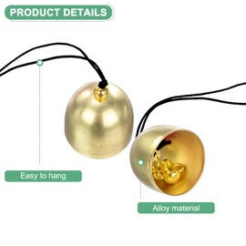 M METERXITY 2-Pack Hanging Bells, Small Decorative Bells Wind Chimes Vintage Bell Jingle Bells for Christmas/Home/Window/Door/Garden Decor, Hanging Bell Pendant [Gold, Black]