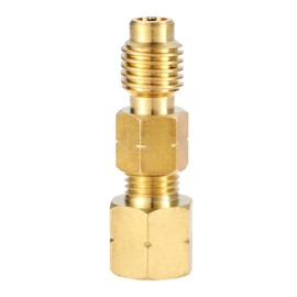 R1234yf Adapter with Valve Core, Female FL x 1/2'' LH-Male, 1/2'' LH Female x 1/4'' SAE FL Male, Fit for Refrigeration Conversion, with 1 Valve Core Remover