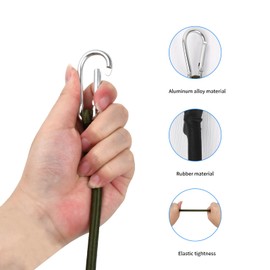 Litinliv Tension Elastic Strap with Carabiner, 4 Pieces Outdoor Bungee Cords, Expander with Carabiner Hook, 30 cm Luggage Tensioner with Hooks, Rubber Tensioner for Awning, Tarps, Garden, Bike,