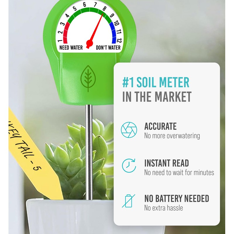 GROWIT Plant Moisture Meter Houseplants - Accurate Plant Water Meter