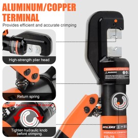 HZLZRZ Hydraulic Crimping Tool and Battery Cable Crimper Tool, Rope Cutter, Wire Crimping Tool Range 12AWG-2/0AWG, 9 Pairs Of Dies For Electrical Terminal Cable Tool Kit (YQK/70)