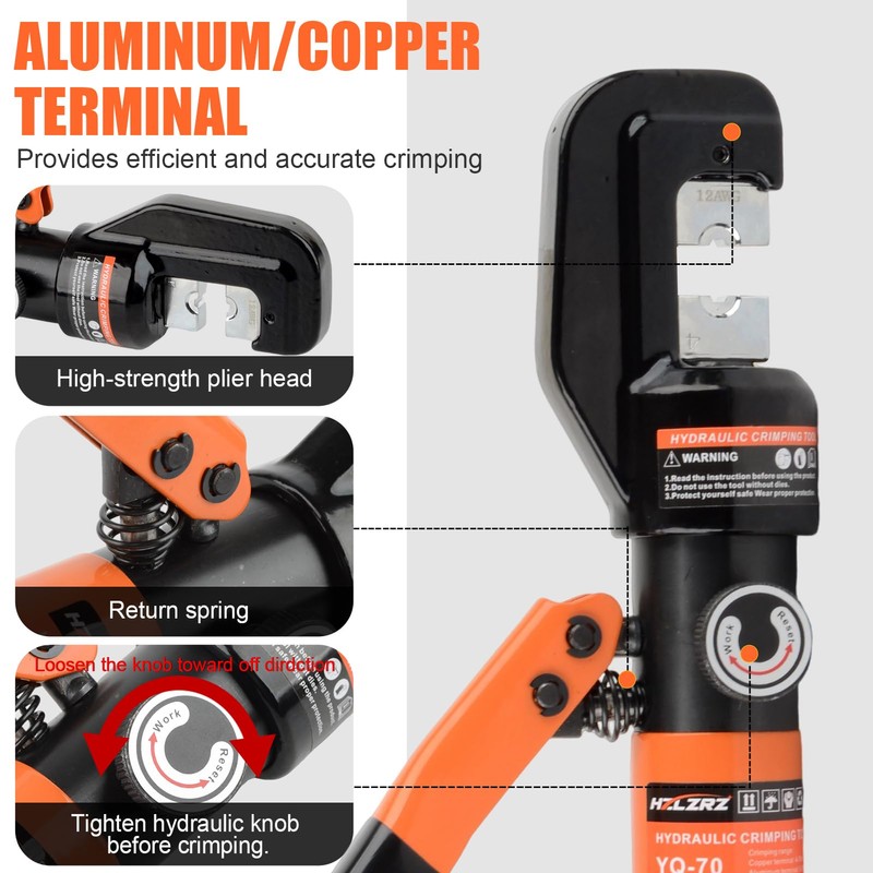 HZLZRZ Hydraulic Crimping Tool and Battery Cable Crimper Tool, Rope