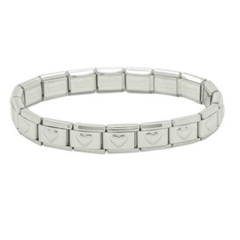 Stainless Steel Shiny Heart Base Bracelet Compatible with all 9mm Italian Style Charm Bracelets