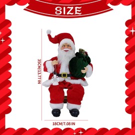 Enjoyaa Santa Claus Figurine,Christmas Decorations Santa Claus,Sitting Santa Statue,35cm Red Santa Claus Ornament Suitable for Christmas Party, Living Room,Tabletop Decoration,Kids Adult Gift