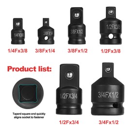 WiMas 6 Pieces Impact Socket Adapter Reducer, Impact Socket Adapter Set, Impact Converter Adapter Set Brake Square Head Adapter for Breaker Bar Ratchet, Wrench