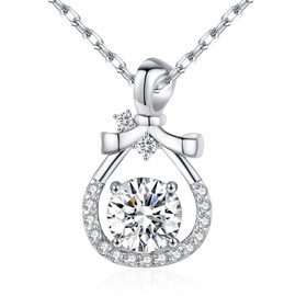 FADANCE Moissanite Pendant Necklace for Women 925 Sterling Silver 1 Carat Moissanite Necklace Anniversary Wedding Valentines Gifts for Women Her Girlfriend Mom Wife