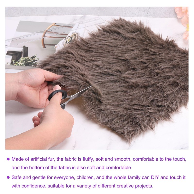 DMiotech 14"x14" White Faux Fur Square Fabric, Fluffy Faux Fur