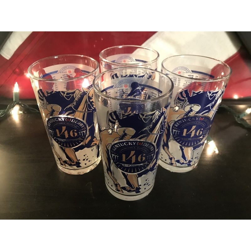 Churchill Downs Genuine Product SET OF 4 KENTUCKY DERBY GLASSES
