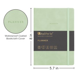 And Per Se Undated Planner, A5 Weekly Planner, 72 Weeks Hardcover Planner to Track Goals, 100 GSM Thick Paper, 5.7" x 8", Includes Monthly Tab Stickers & Back Pocket (Light Green)