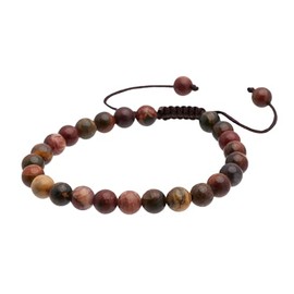 TreasureBay Womens Mens Beaded Bracelet - Handmade 6mm Gemstone Bracelet Adjustable Friendship Bracelet For Women's Girls - Green Jade, Pink Opal, Tiger's Eye Beaded Bracelet (Jasper)