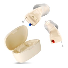 LINNER Saturn 2025 OTC Hearing Aids for Senior & Adult, Rechargeable Amplifiers with Comfort Design, Noise Cancellation for Aid & Assist Hearing, Discreet & Nearly Invisible In-Ear Device (Beige)