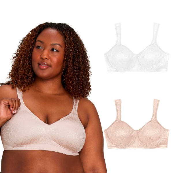 Playtex Women's 18-Hour Ultimate Lift Wireless Full-Coverage Bra, Single, White/Sandshell,