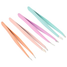 Beavorty 4pcs Eyebrow Tweezers Set Stainless Steel Eyebrow Clips for Removal Includes Pointed Flat and Blade Tips and Grooming Random Color