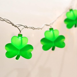 8.5Ft Shamrock String Lights, St. Patrick's Day Decoration Lights with 10 Green Lucky Grass, Plug-in Lucky Clover Lights for Indoor Outdoor Home Garden Irish St. Patrick's Party Decoration