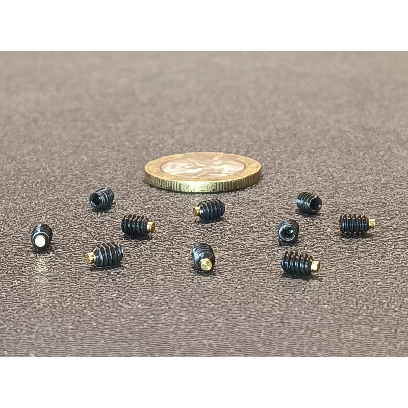 Kmac Alloy Steel Set Screws, Brass Tip, 6-32 x 3/16"