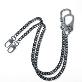 [Ahiller] Sturdy Wallet Chain, [Double Locking Carabiner, Stainless Steel Chain], Suitable for Fine Men's Keychain, Pants, Wallet, Shoulder Bag, Handbag, gray