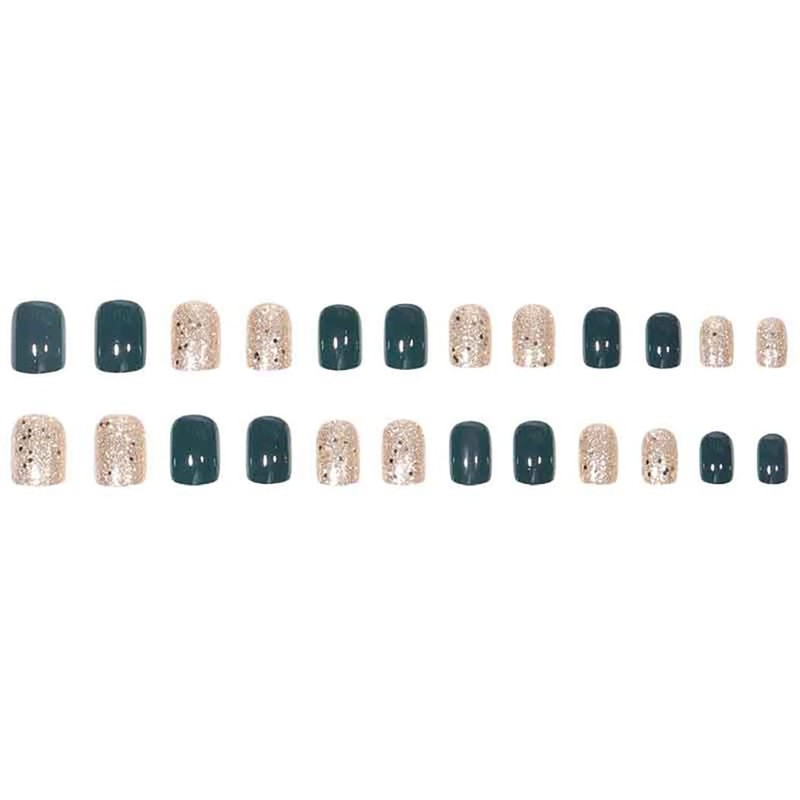 RikView Square Press on Nails Short Fake Nails Green Nails