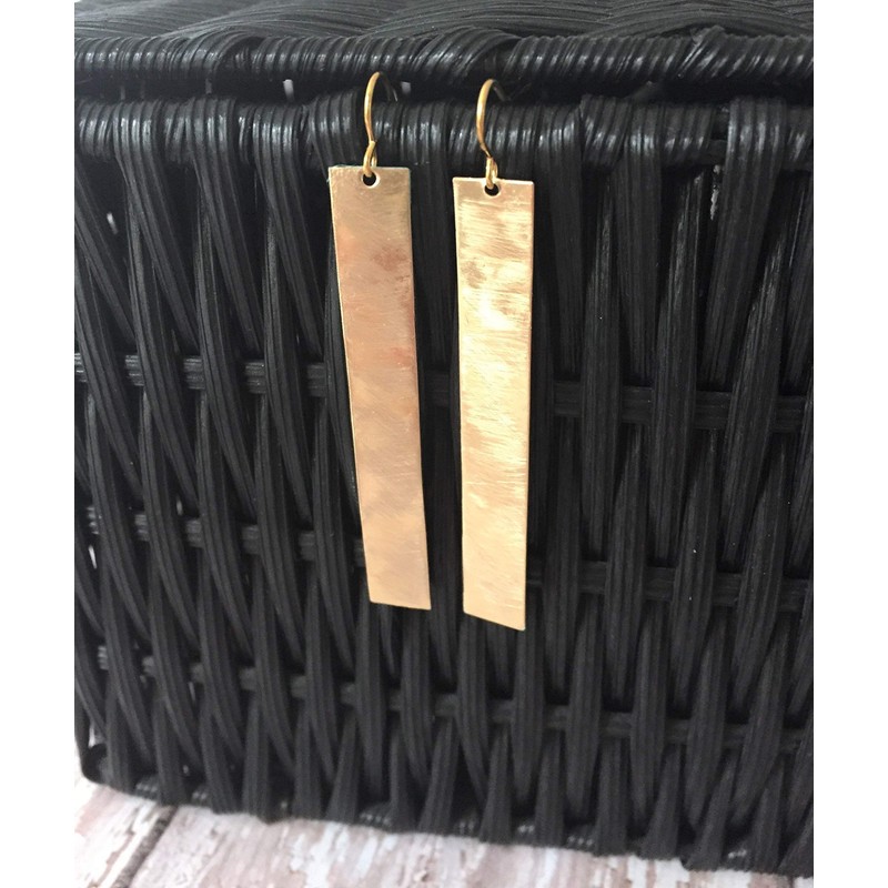 Long Brass Bar Dangle Earrings
