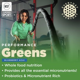 Gnarly Nutrition Gnarly Nutrition Greens Superfood Powder ?C Blueberry Acai Performance Super Greens Powder ?C NSF Sport Certified ?C Organic, Probiotics & Essential Micronutrients - Blueberry Acai, Box of 20 Stick Pack