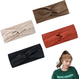DELUXEFOX Hair Band, 4 Colors, Hair Accessories, Daily Use, Cute, Soft, Wide, Turban Hair Band for Yoga/Makeup/Travel/Bath/Yoga/Facial Cleansing, Headband, Hair Accessories, Hair Accessories, Sports