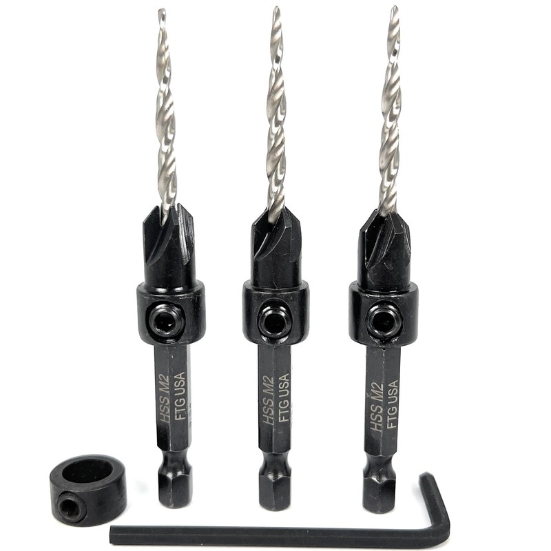 FTG USA Countersink Drill Bit Set for Wood with Tapered