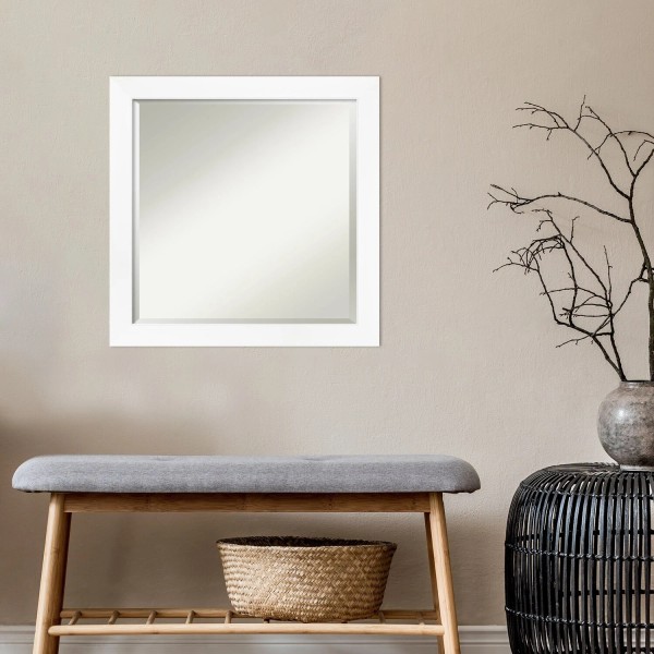 InterDesign Beveled Wall Mirror - Cabinet White Narrow Frame -