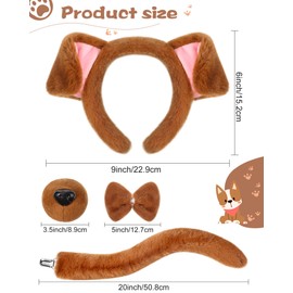 Zhanmai 5 Pcs Halloween Animal Costume Kid Bear Puppy Dog Pup Kangaroo with Tutu Ear Headband Bowtie Tail Paws for Boys Girls