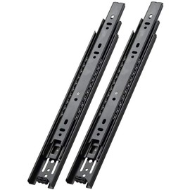 Full Extension Drawer Slides 14 inch Ball Bearing Heavy Duty Drawer Rails, Black, Ball Bearing 3 Folds Full Extension, Side Mount, 25kg Load Capacity, 1 Pair (12")