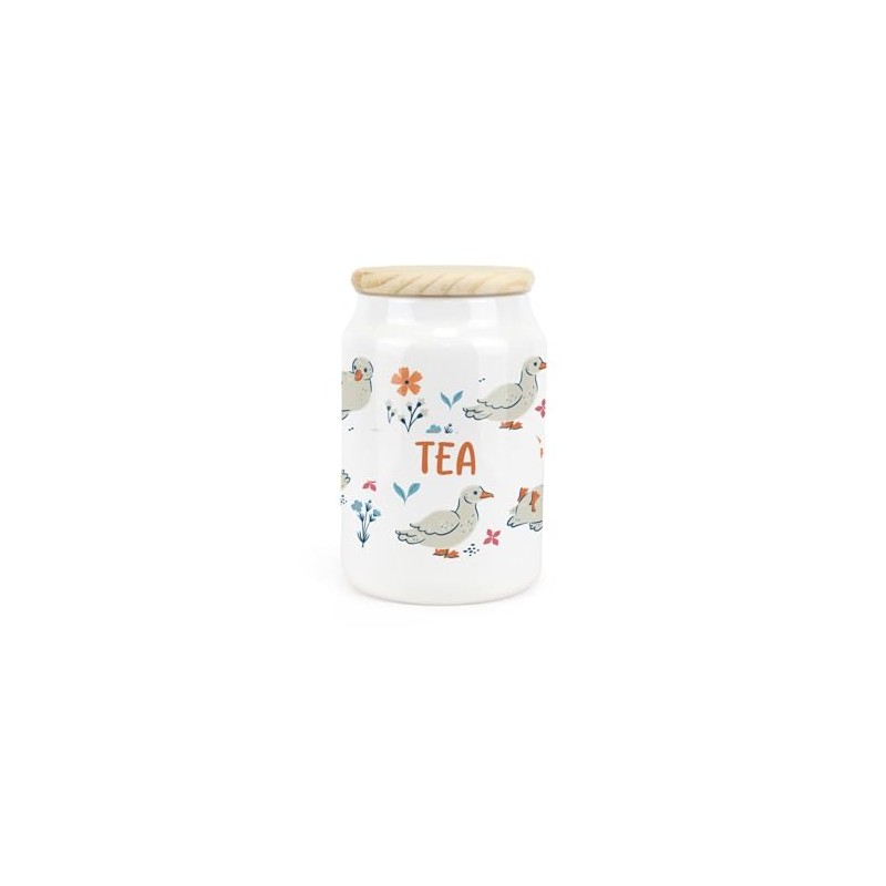 Purely Home Ducks & Flowers Ceramic Tea Storage Canister -