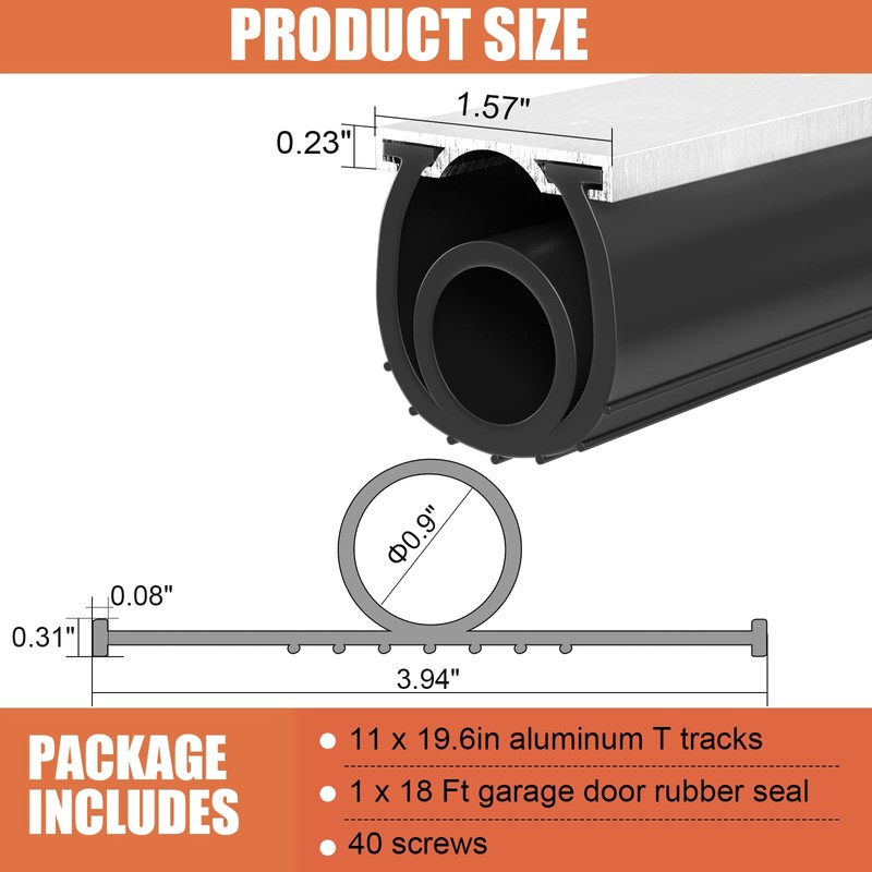 Garage Door Seals Bottom Rubber – 18FT EPDM Weatherproof Seal