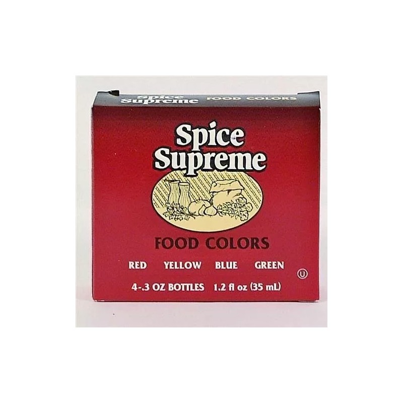 Spice Supreme Food Color 4 Pack Assorted Red Yellow Blue