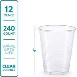 GUSTO Clear Plastic Cups [12 oz - 240 Count] Disposable Cold Drinking Cups for Parties, Events, & Everyday Use - Crystal Clear, BPA-Free, Durable Polypropylene - Formerly Comfy Package