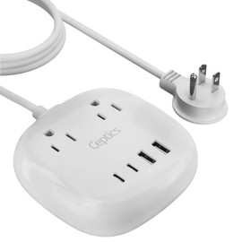 Ceptics USB Power Strip - Surge Protection - Small & Compact Travel Size - Grounded Dual USB + USB-C - Input - Powerful 21W Total, Charging Hub Station, 5 Feet Cord