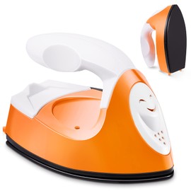 Mini Craft Iron Mini Heat Press Mini Iron Portable Handy Heat Press Small Iron with Charging Base Accessories for Fuse Beads Patch DIY Shoes T-Shirts Heat Transfer Vinyl Projects(Orange)