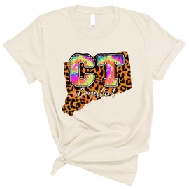 TeesAndTankYou Mixed Connecticut Leopard Print Tie Dye Shirt Unisex Medium Natural