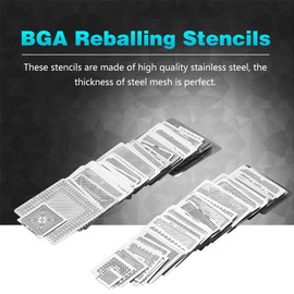 Digital, Universal BGA Reballing, 130 Pieces BGA Reballing Stencils Reballing Rework Net Stencils Steel Stencil Grid Direct Heat Set Kit Electric Soldering Accessories